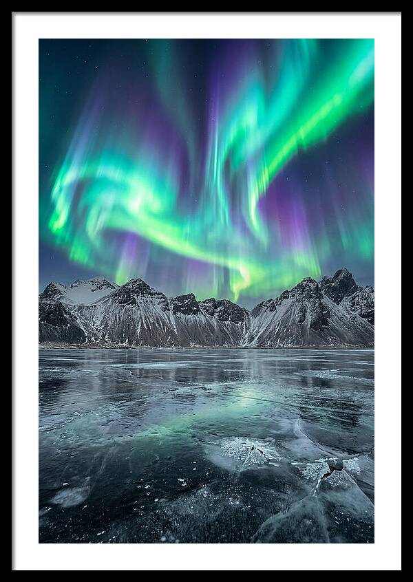 Northern Lights Over Frozen Lake