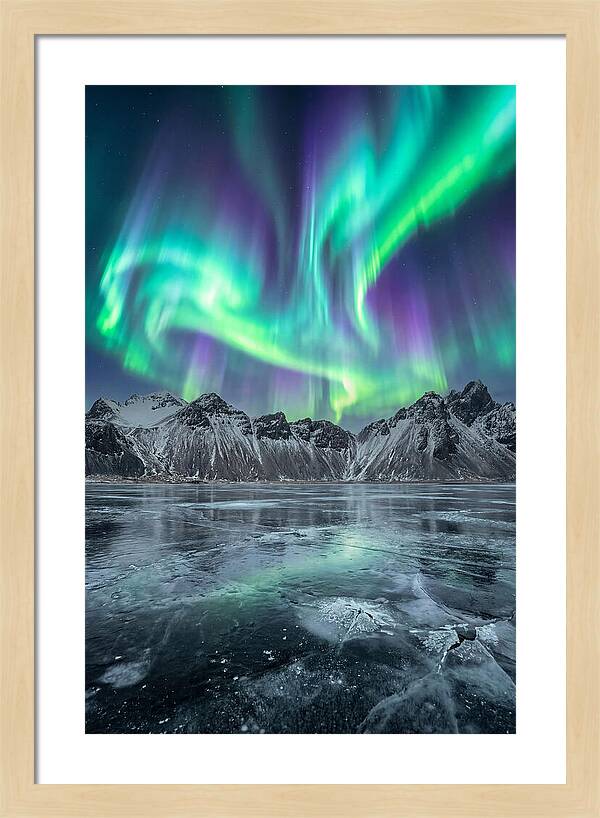 Northern Lights Over Frozen Lake