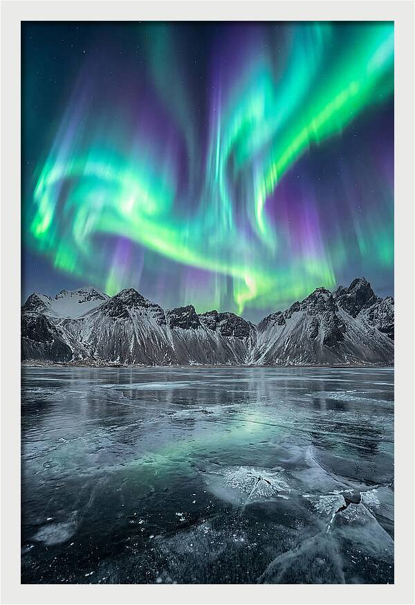 Northern Lights Over Frozen Lake