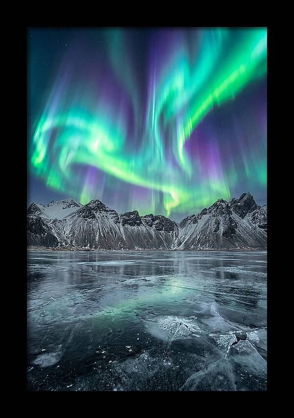 Northern Lights Over Frozen Lake