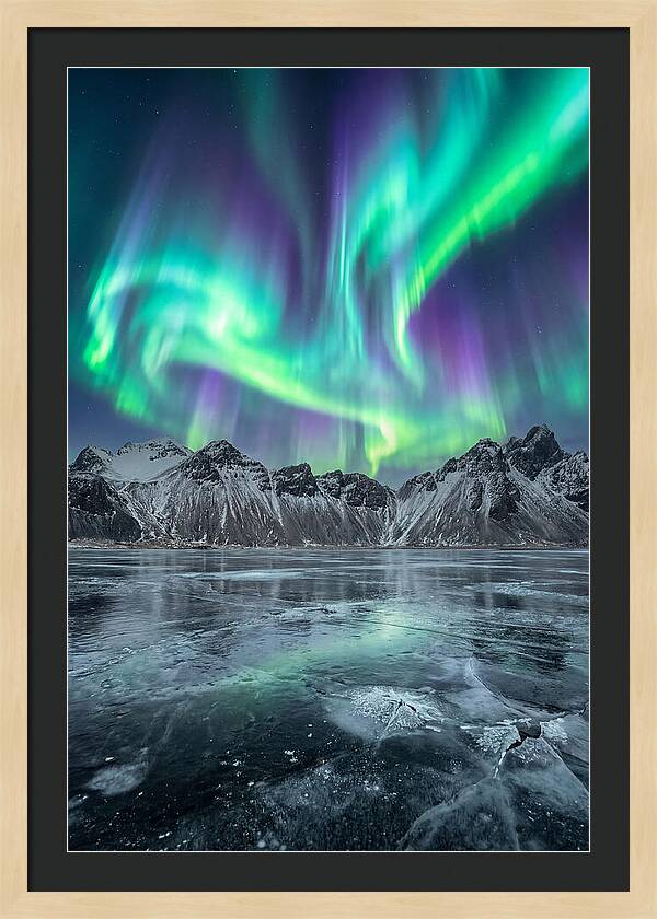Northern Lights Over Frozen Lake