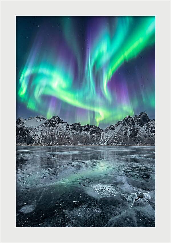 Northern Lights Over Frozen Lake