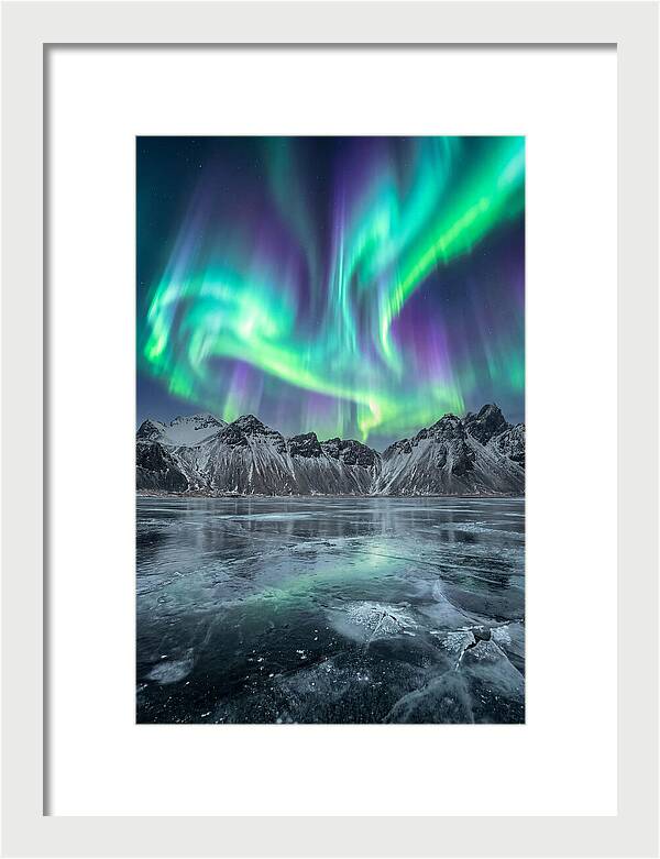 Northern Lights Over Frozen Lake