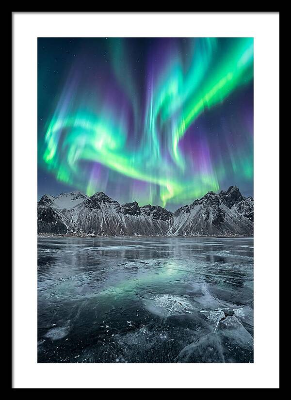 Northern Lights Over Frozen Lake