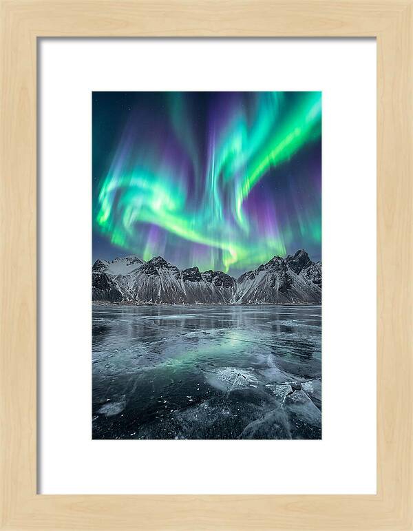 Northern Lights Over Frozen Lake