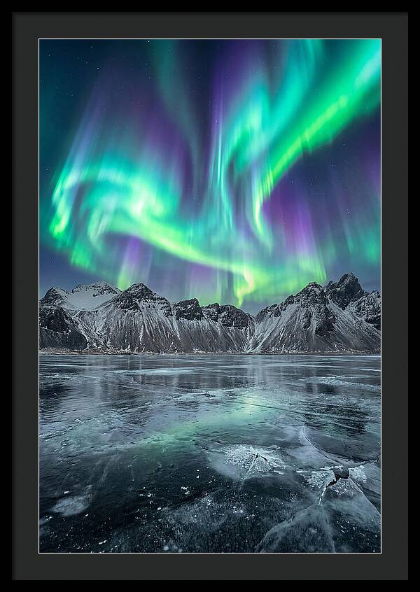 Northern Lights Over Frozen Lake