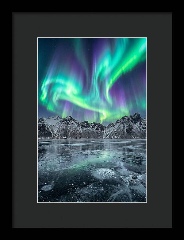 Northern Lights Over Frozen Lake