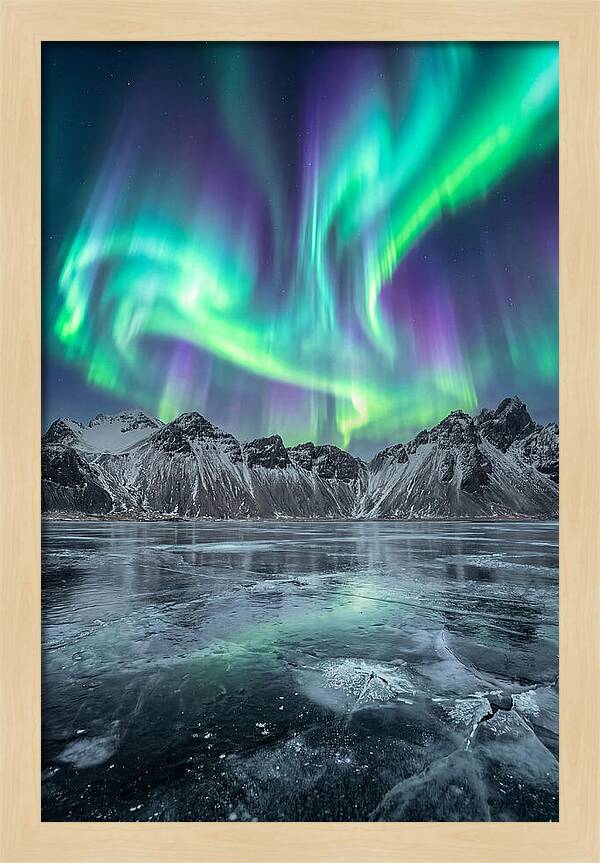 Northern Lights Over Frozen Lake
