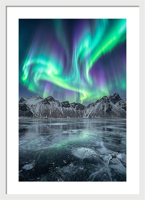 Northern Lights Over Frozen Lake