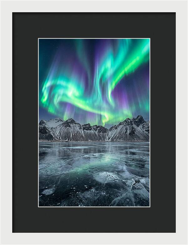 Northern Lights Over Frozen Lake