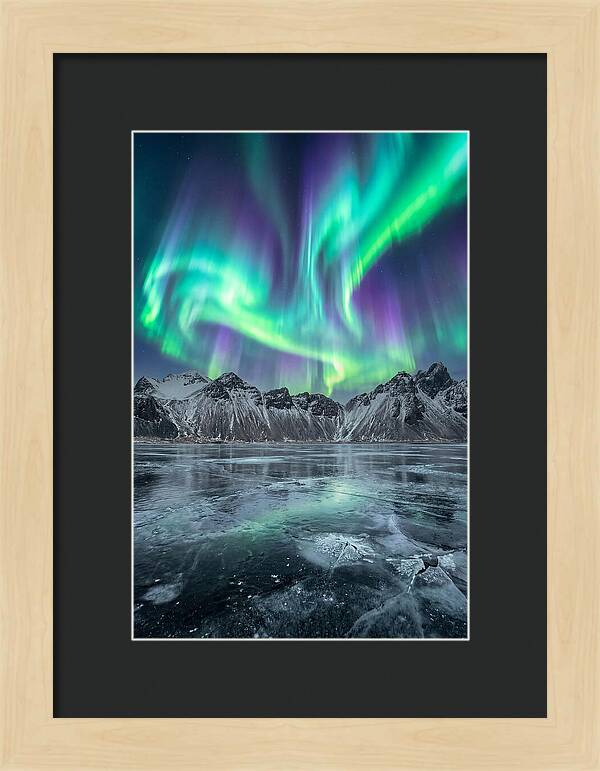 Northern Lights Over Frozen Lake