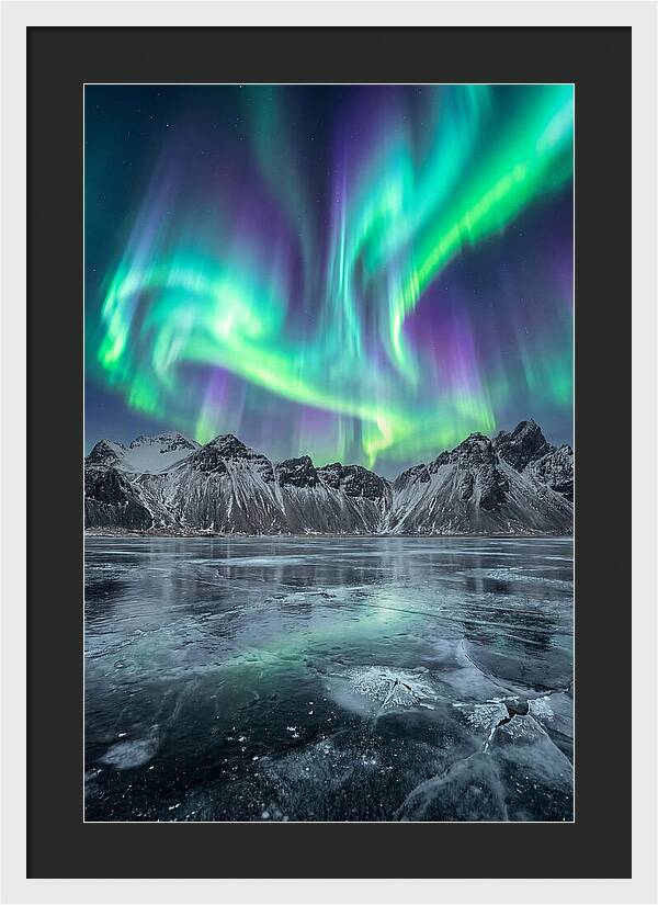 Northern Lights Over Frozen Lake