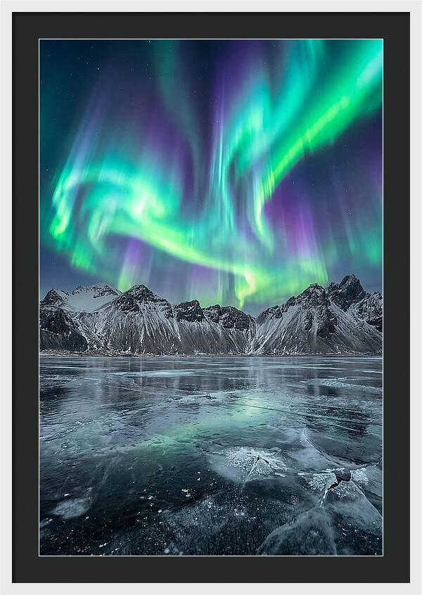 Northern Lights Over Frozen Lake