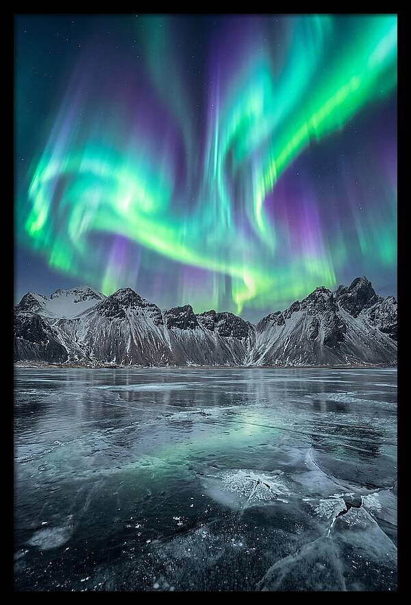 Northern Lights Over Frozen Lake