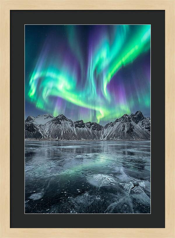 Northern Lights Over Frozen Lake