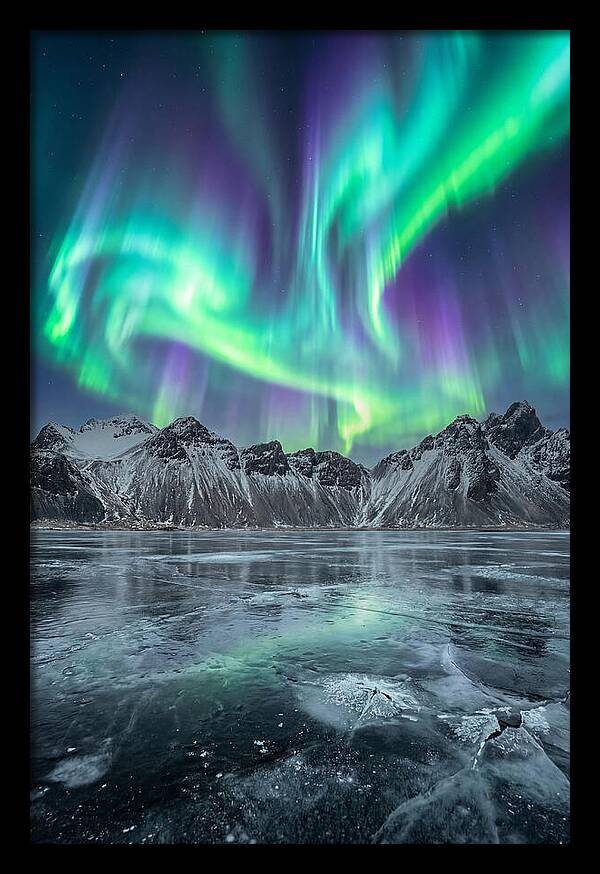 Northern Lights Over Frozen Lake