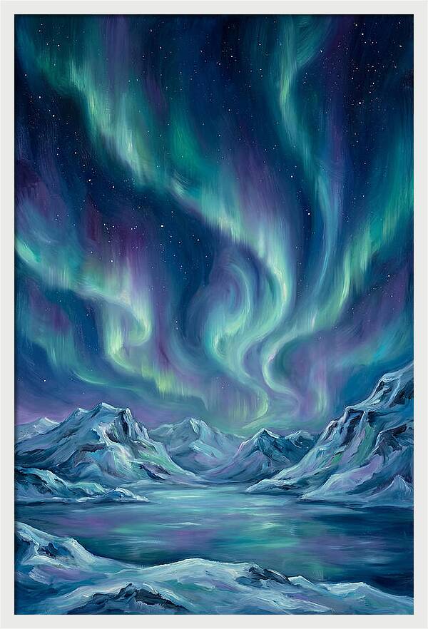 Northern Lights Over Mountains