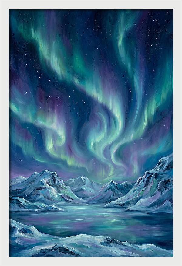 Northern Lights Over Mountains