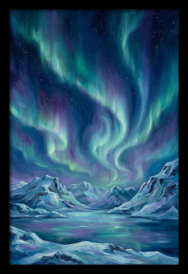 Northern Lights Over Mountains