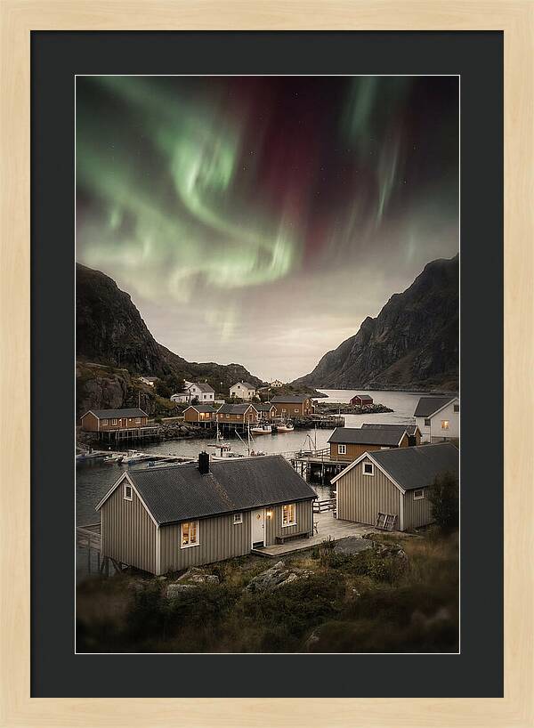 Northern Lights Over Nordic Village