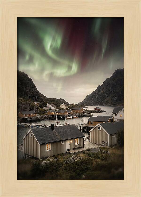 Northern Lights Over Nordic Village
