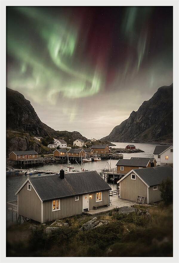 Northern Lights Over Nordic Village