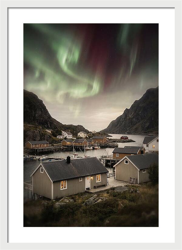 Northern Lights Over Nordic Village