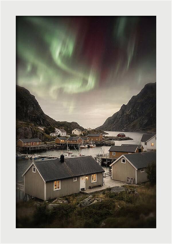 Northern Lights Over Nordic Village