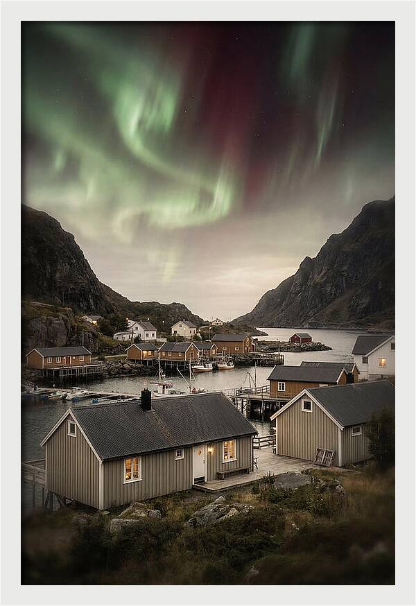 Northern Lights Over Nordic Village
