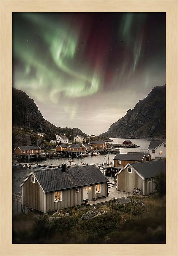 Northern Lights Over Nordic Village