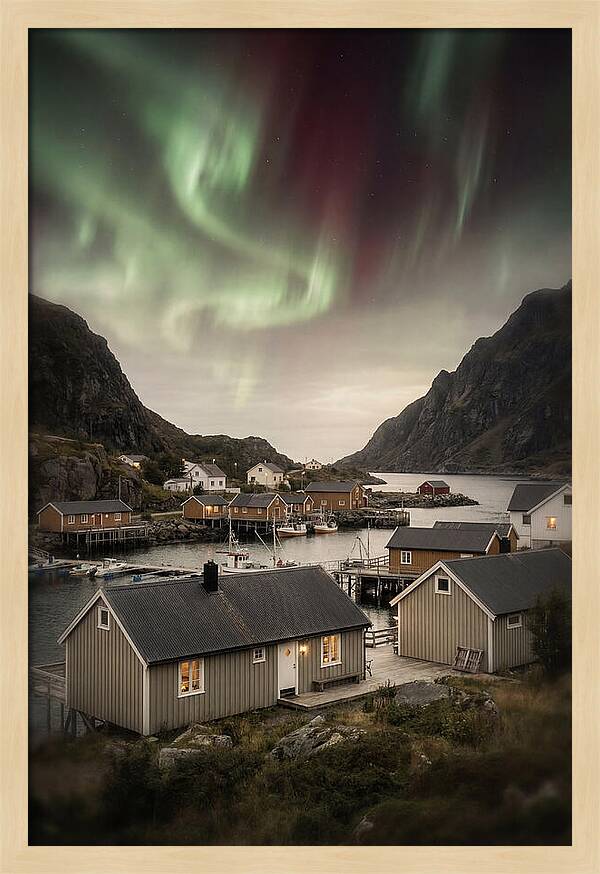Northern Lights Over Nordic Village