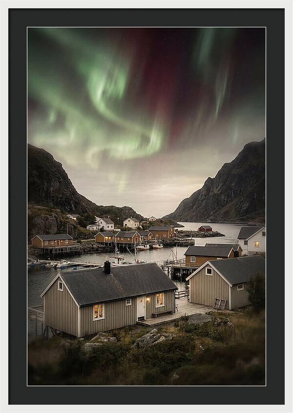 Northern Lights Over Nordic Village