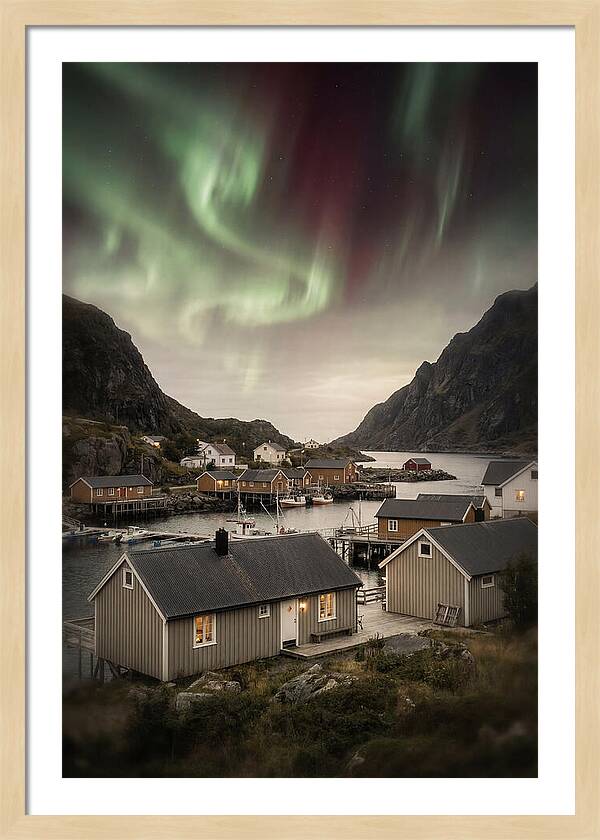 Northern Lights Over Nordic Village