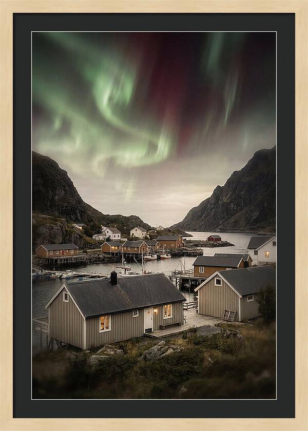 Northern Lights Over Nordic Village