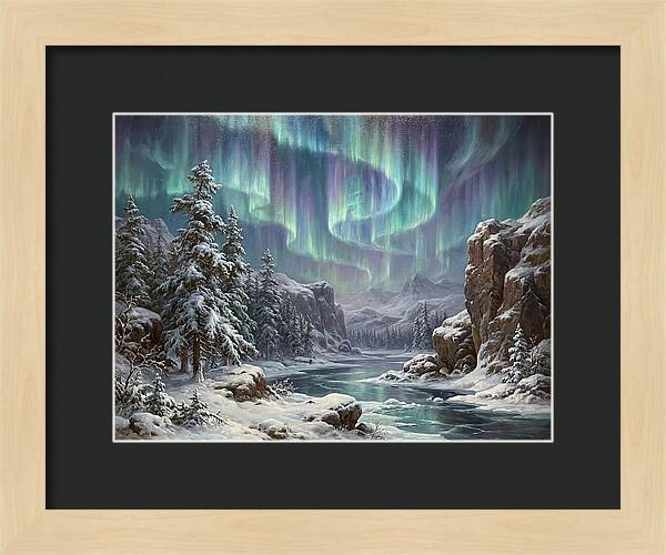 Northern Lights Over Snowy Landscape