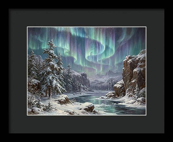 Northern Lights Over Snowy Landscape