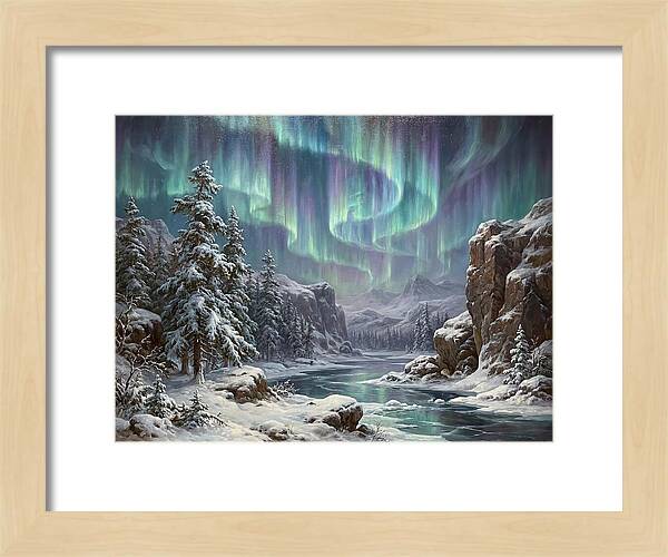 Northern Lights Over Snowy Landscape