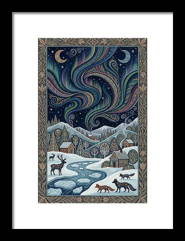 Northern Lights Over Winter Landscape