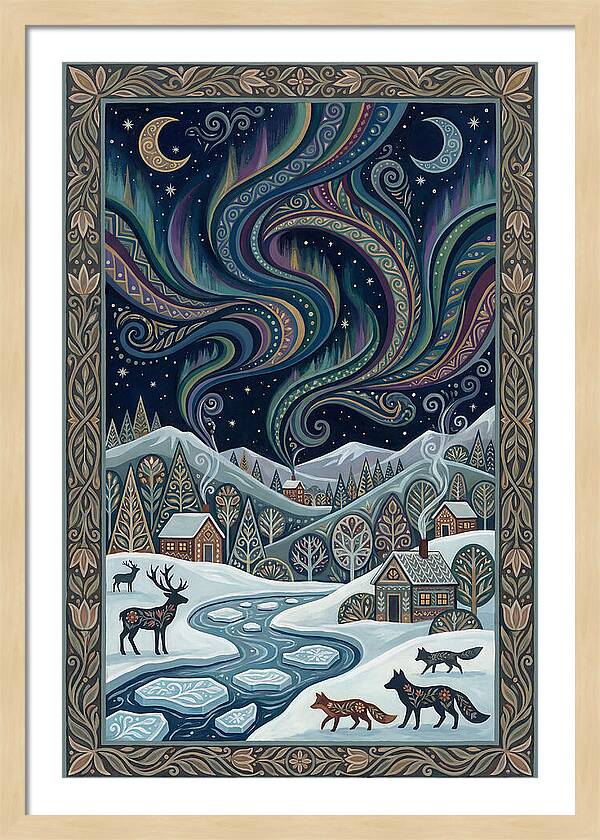 Northern Lights Over Winter Landscape