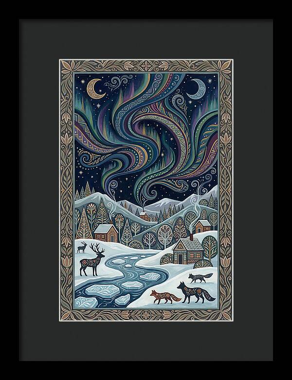 Northern Lights Over Winter Landscape
