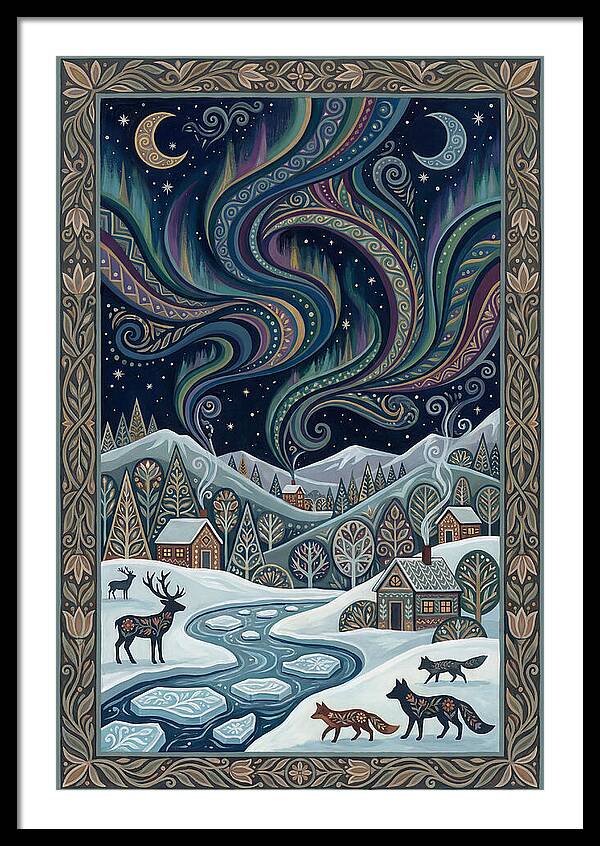 Northern Lights Over Winter Landscape