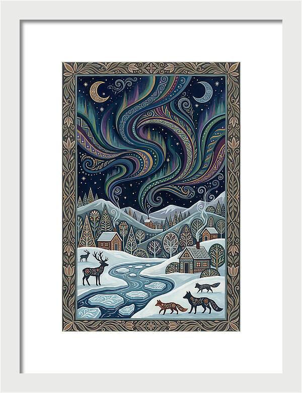 Northern Lights Over Winter Landscape