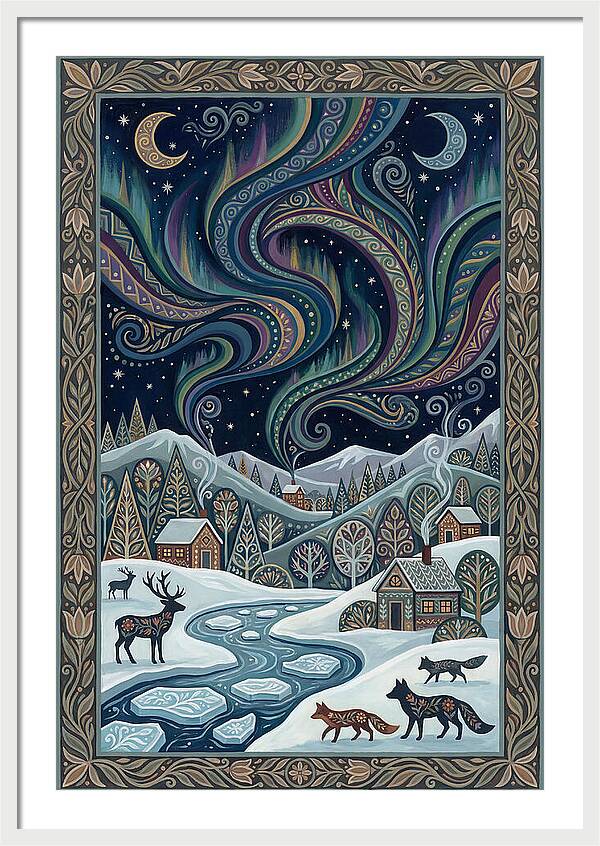 Northern Lights Over Winter Landscape