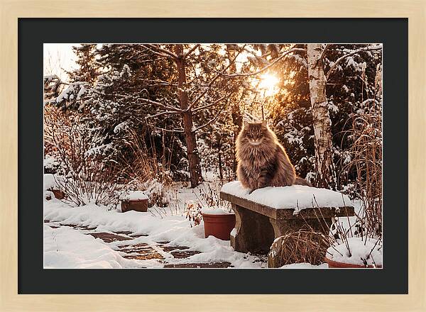 Norwegian Forest Cat In Winter Glow
