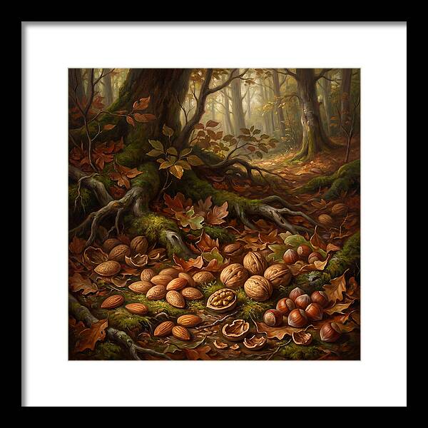 Nuts Among Autumn Leaves
