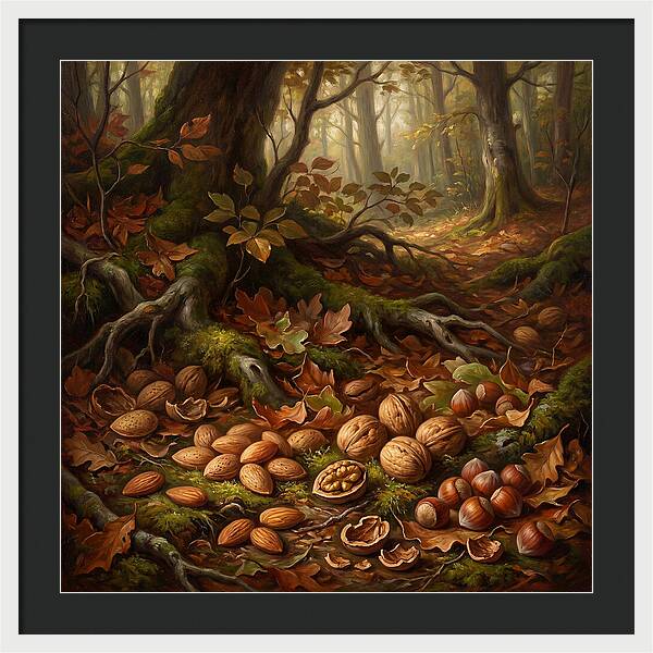 Nuts Among Autumn Leaves