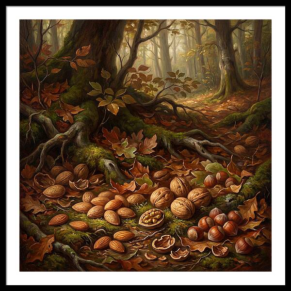 Nuts Among Autumn Leaves