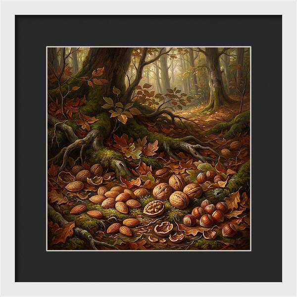 Nuts Among Autumn Leaves