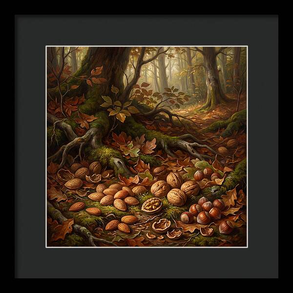 Nuts Among Autumn Leaves