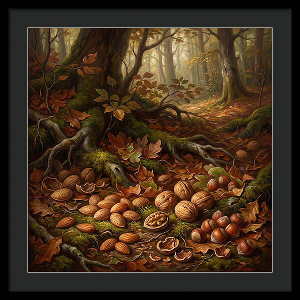 Nuts Among Autumn Leaves